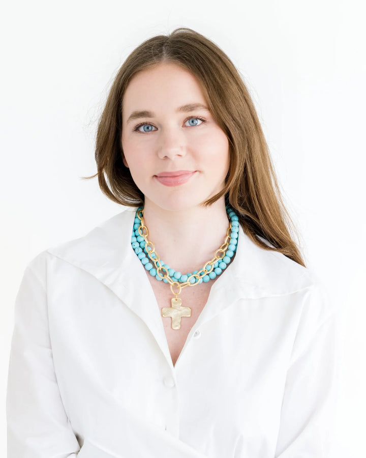 Susan Shaw Cross Turquoise Beaded Layer Necklace