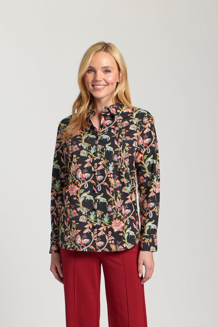 APNY Printed Boyfriend Button Up Top