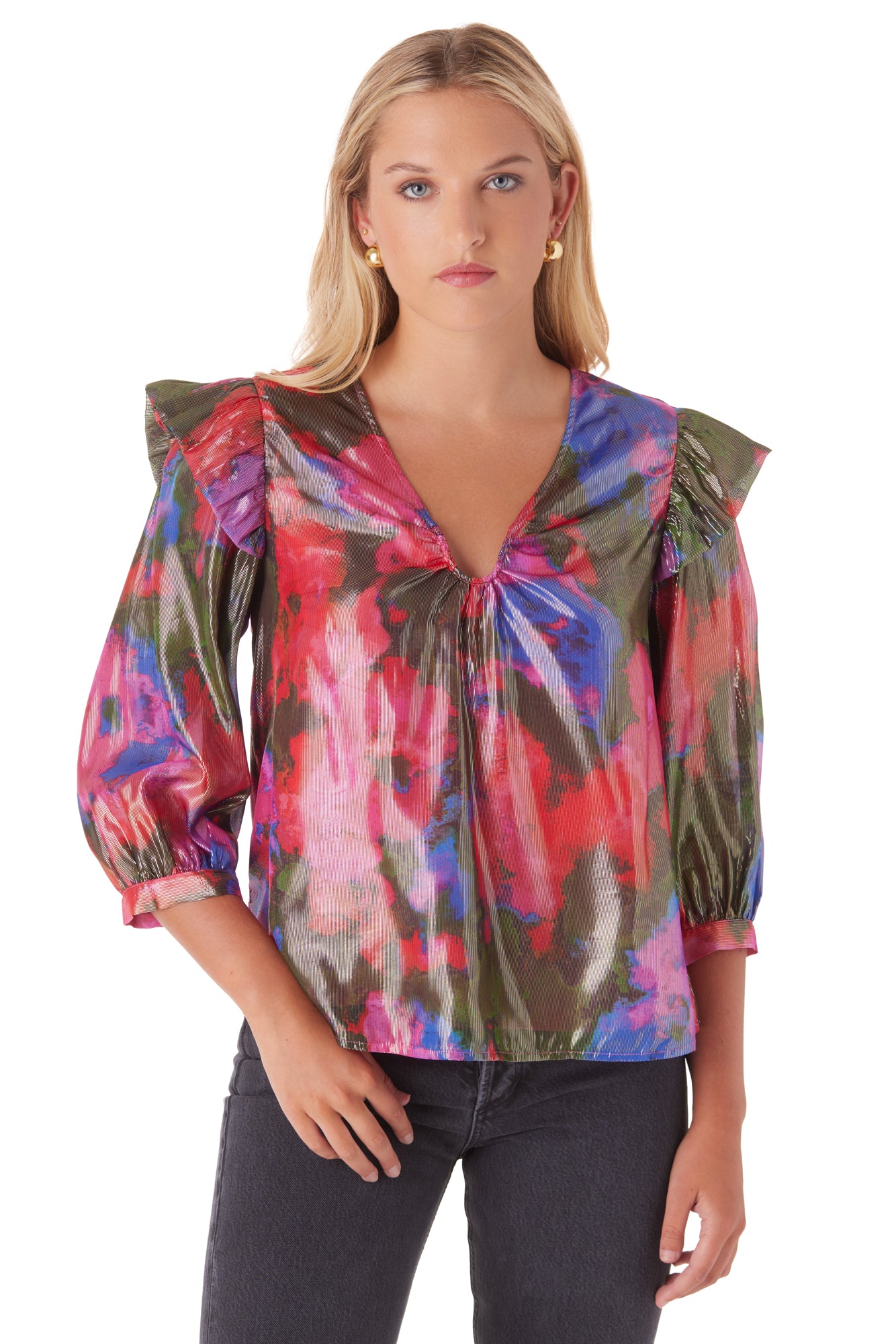 Crosby Anya Top Blurred Floral