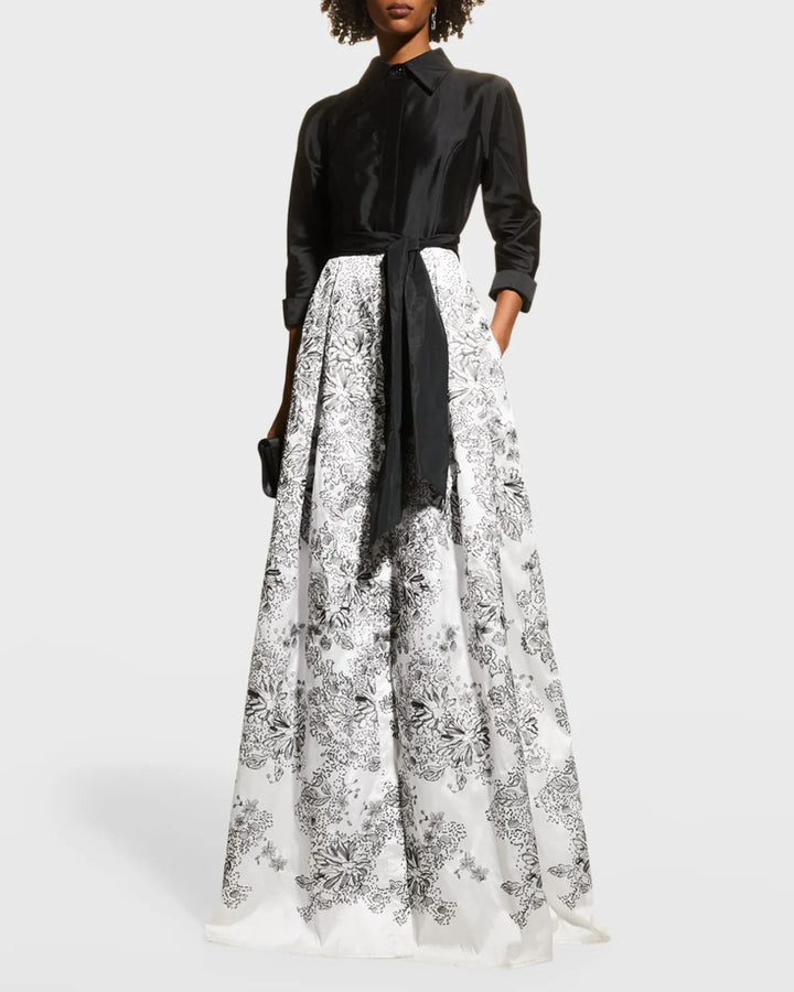 Teri Jon Taffeta Shirt Dress